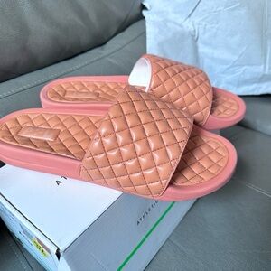 APL Men's Leather Techloom Slide in Creme, Rose Dust, and Beachwood